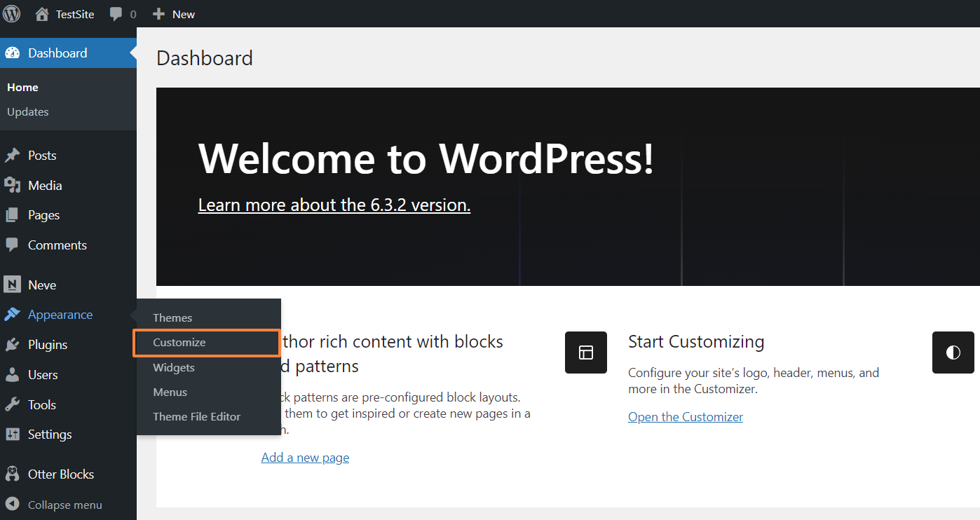 WordPress Dashboard Customizer