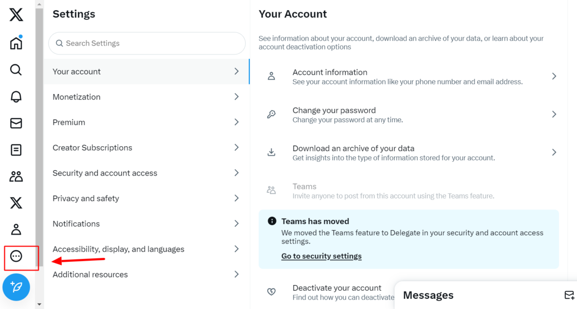 screenshot by Geekflare writer Saptak Chaudhuri of Twitter profile settings as second step to request and download X archive