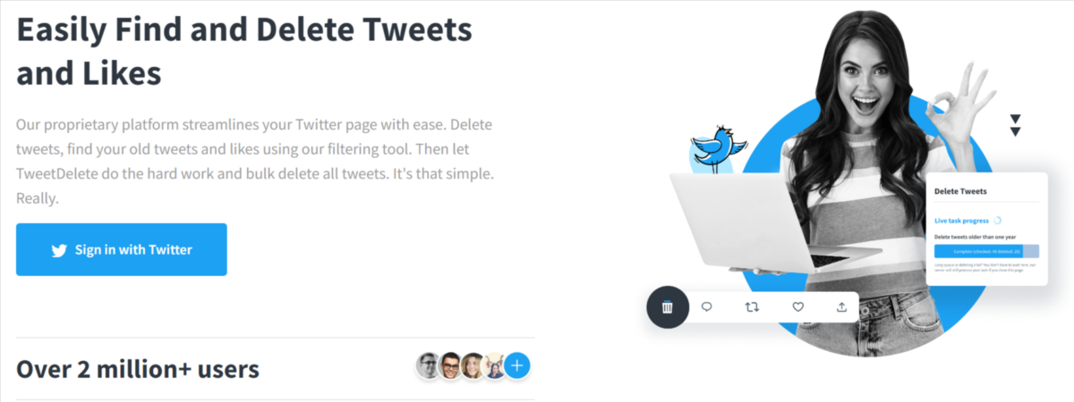 Mass tweet deleting platform TweetDelete