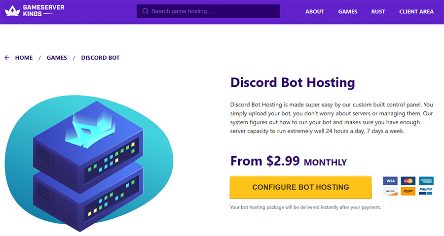 Discord bot hosting GameserverKings.