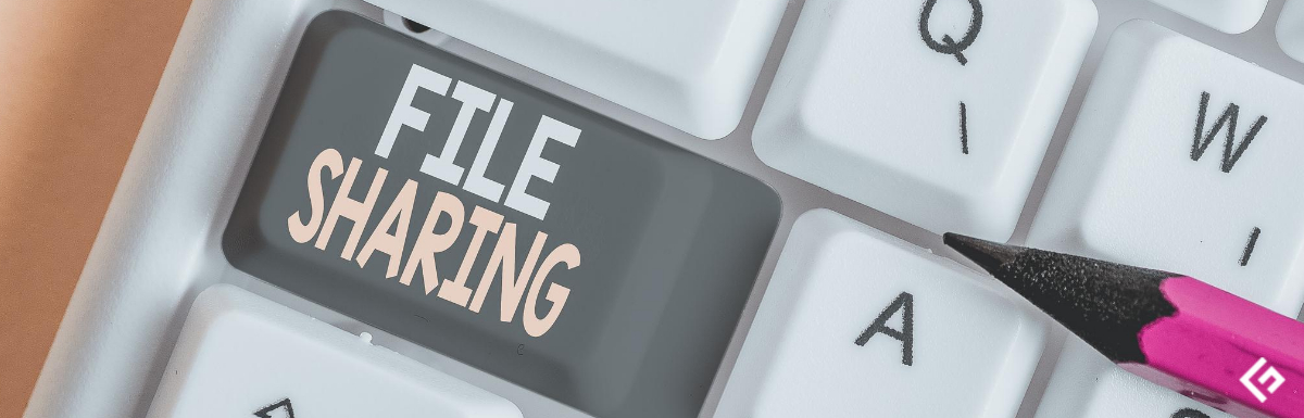 An illustration showing file sharing button on a keyboard