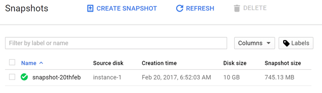 google-vm-snapshot-list