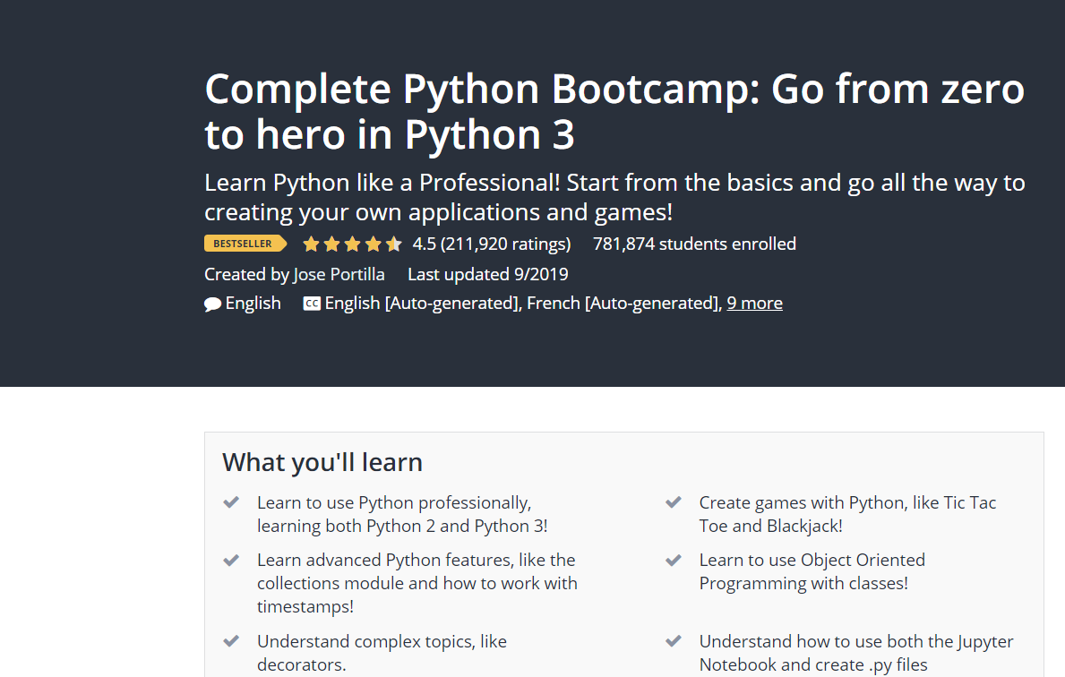 Udemy Python Course