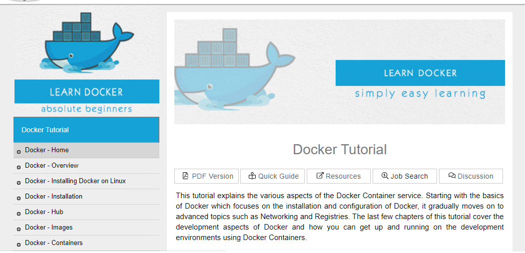 Docker Tutorials from TutorialsPoint