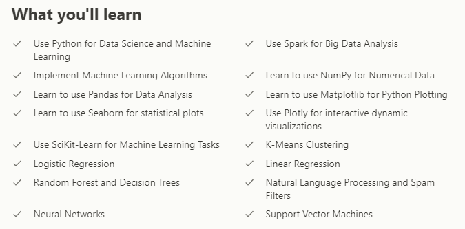 udemy data science course