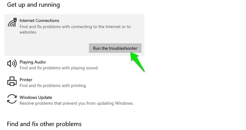 Run Windows 10 troubleshooter