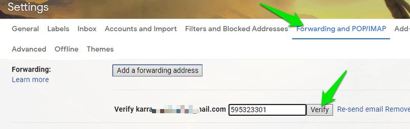 verify forwarding address