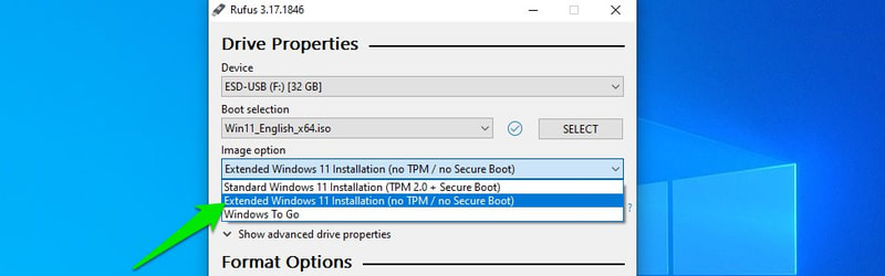 Choose extended Installation