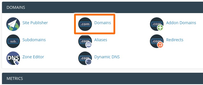 cpanel domain section