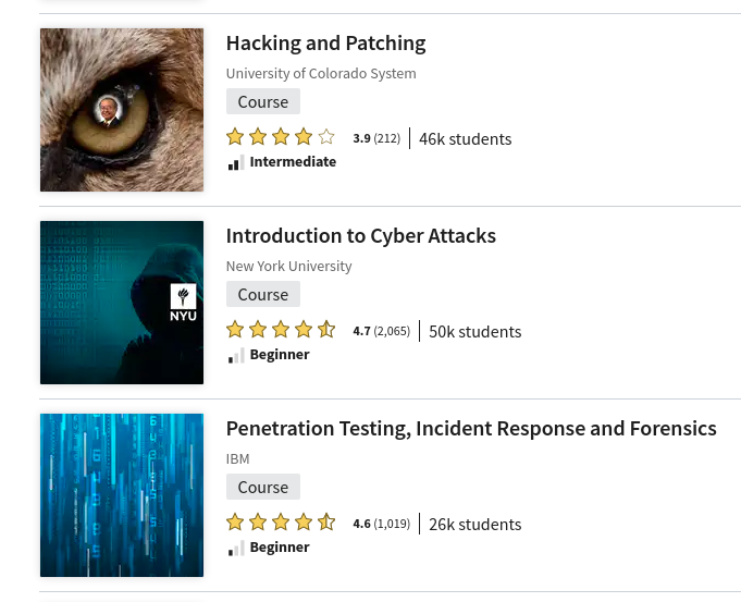 coursera ethical hacking courses