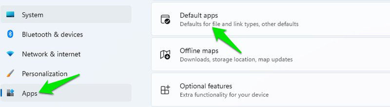 Default Apps setting