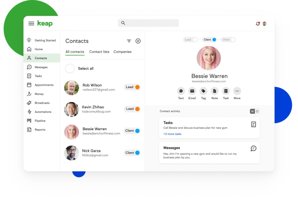 Keap contact management software