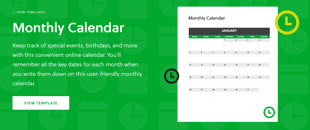 Evernote Monthly Calendar