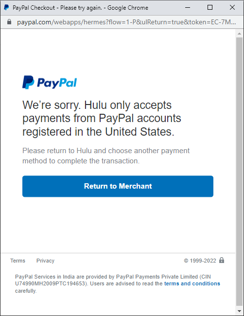 hulu payment block: paywall