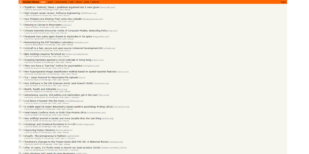 Hacker News website