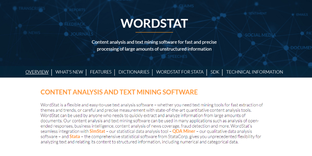 Wordstat software's home page