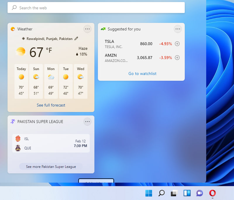 Windows 11 widgets