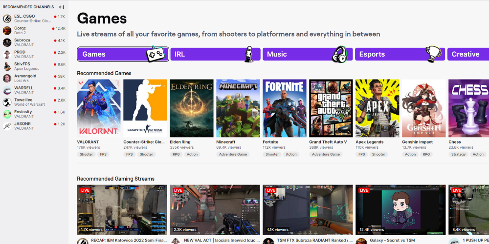 Twitch is a live streaming platform