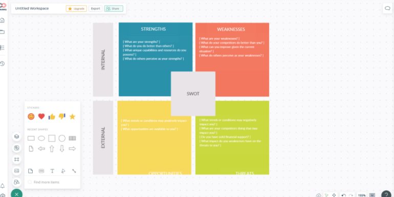 Creately Free templates for SWOT analysis