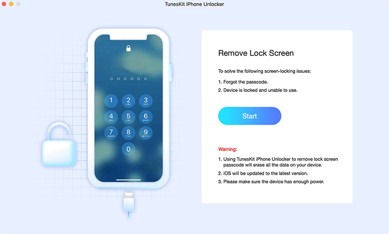 TunesKit iPhone Unlocker remove lock screen