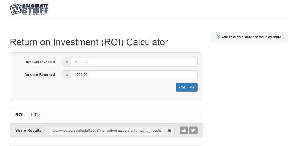 CalculateStuff ROI Calculator