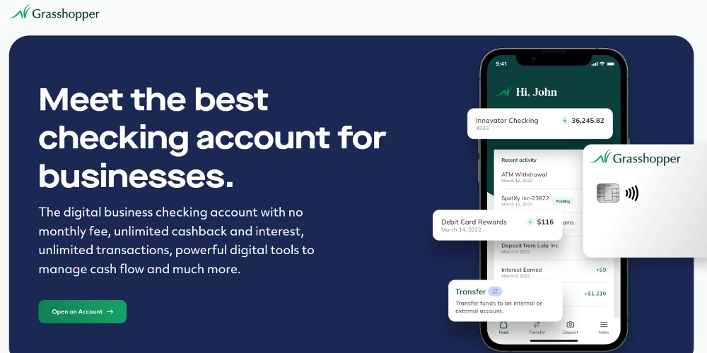 Business checking accounts from Grasshoper