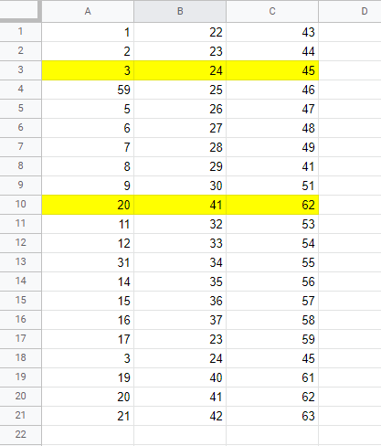 finding duplicates: google sheet cheat sheet