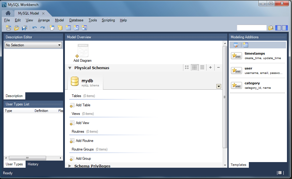 MySQL Workbench DB Model Editor