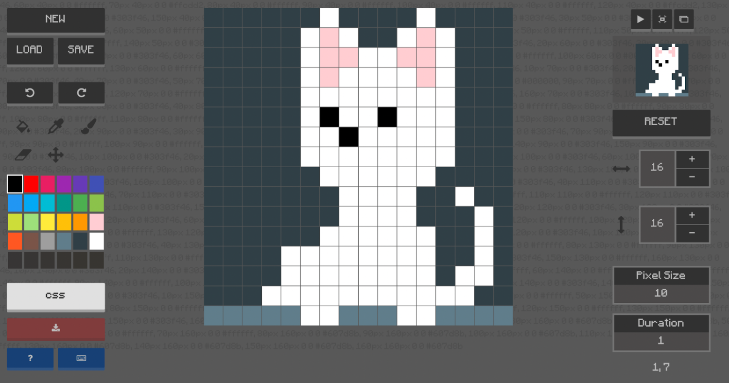 pixel art to css