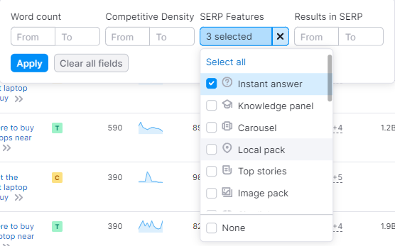 serp features semrush