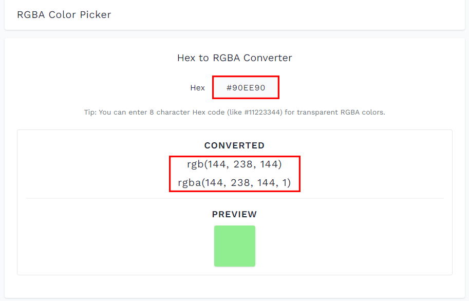 Hex to RGBA Converter