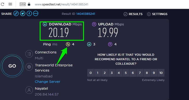 Current internet speed