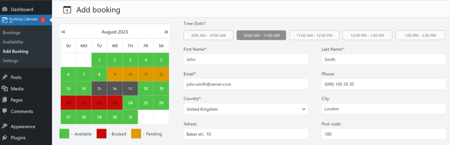 Booking Calendar Plugin for WordPress