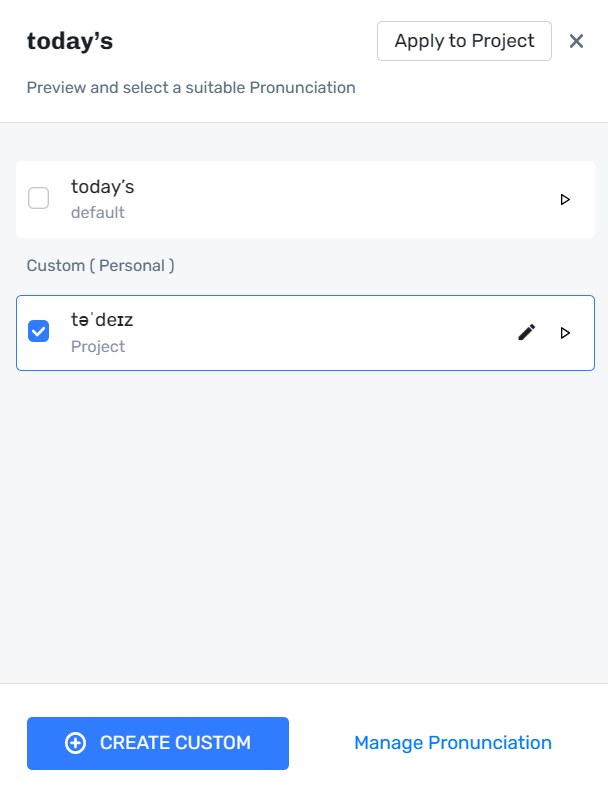 custom pronounciation