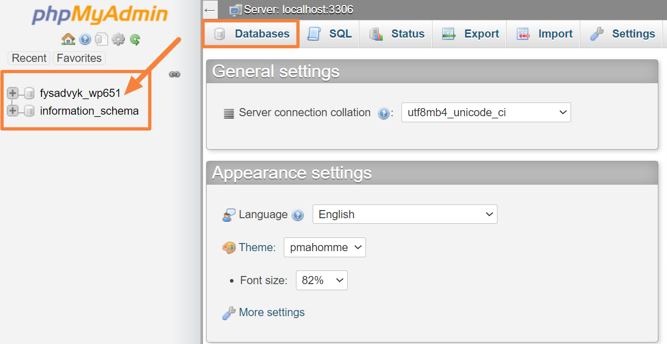 Databases on phpMyAdmin