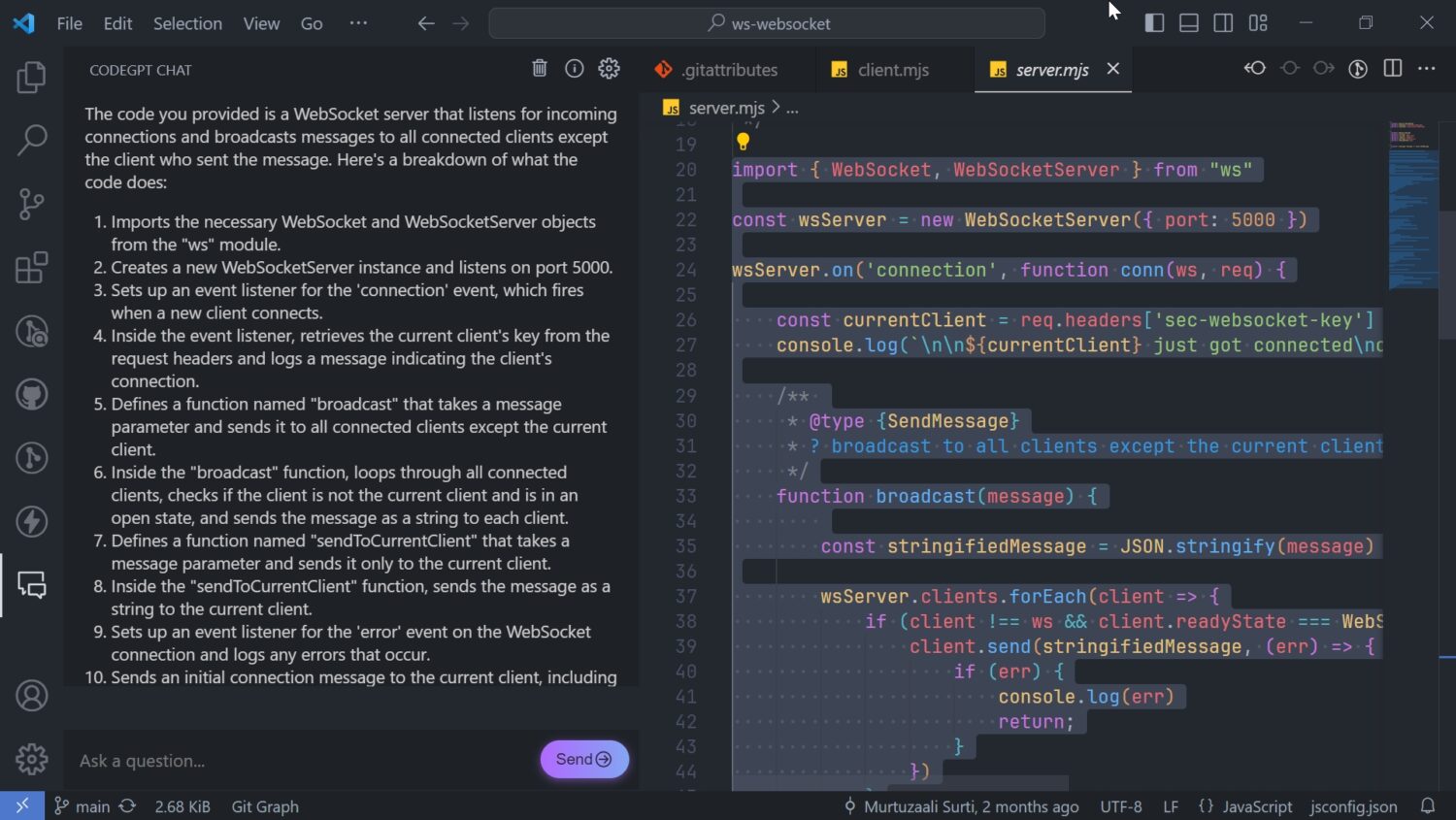 chatgpt documenting code using codegpt extension