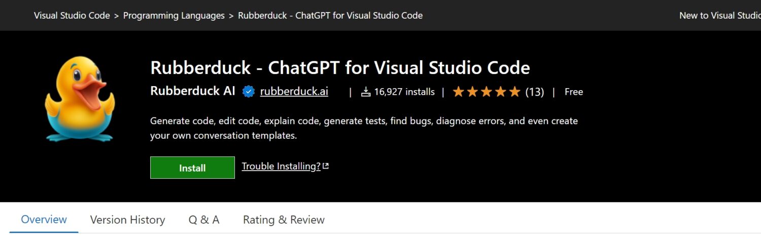 rubberduck chatgpt extension