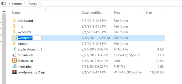 renaming-the-extracted-wordpress-folder
