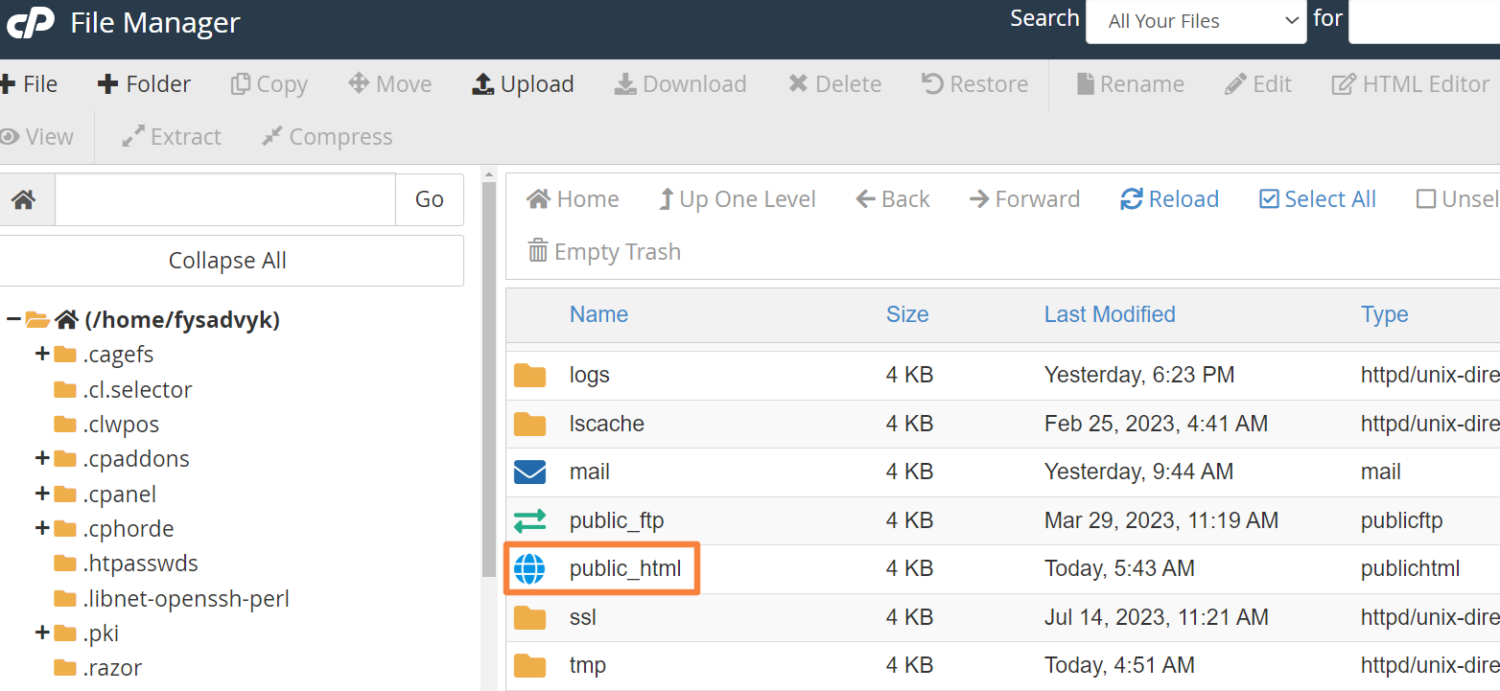 publc_html file on cPanle
