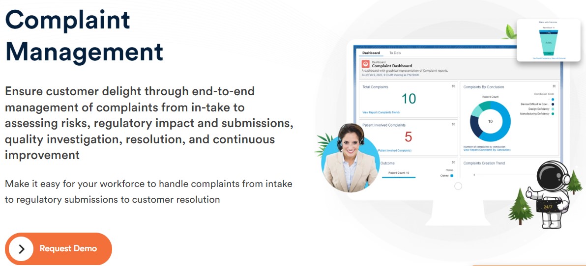 A website belonging to comliancequest with the words complaint management.