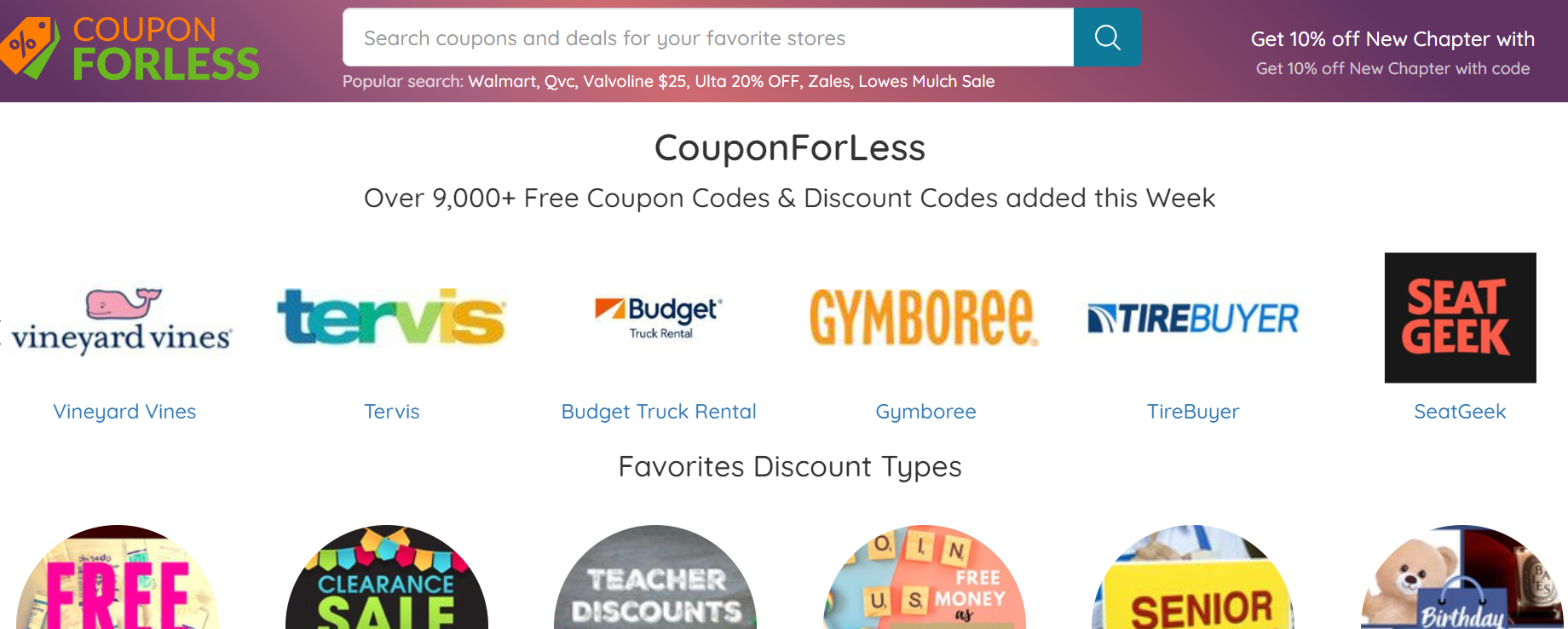 A screen shot of a website with a variety of coupons on coupon and cashback platforms.