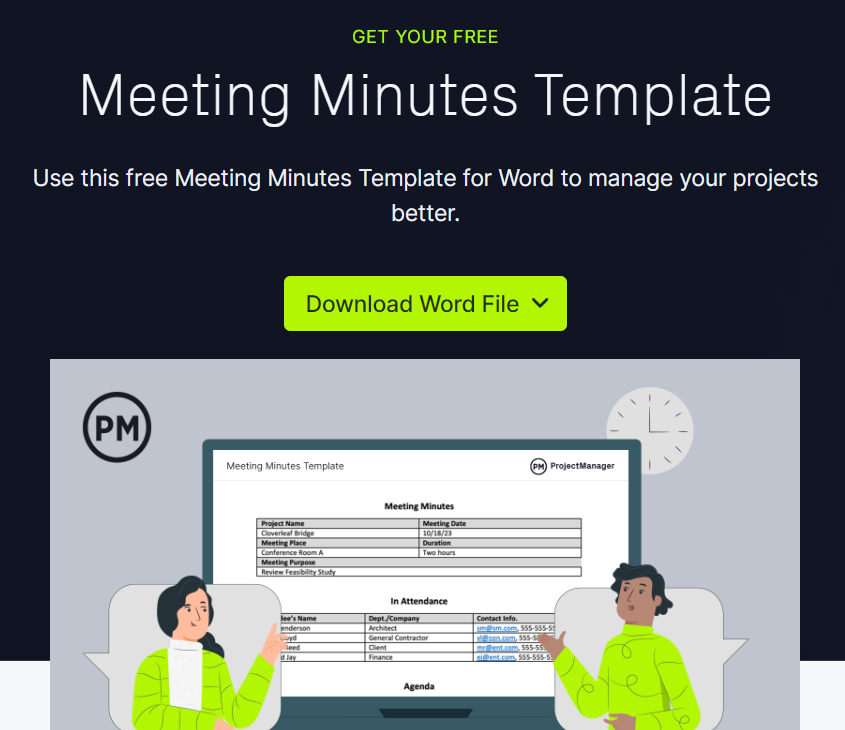 Free meeting minutes template.