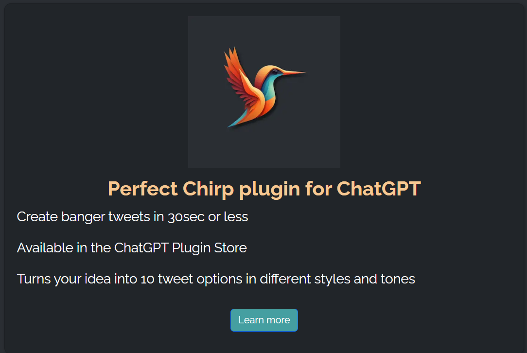 Perfect chip plugin for chatbot.