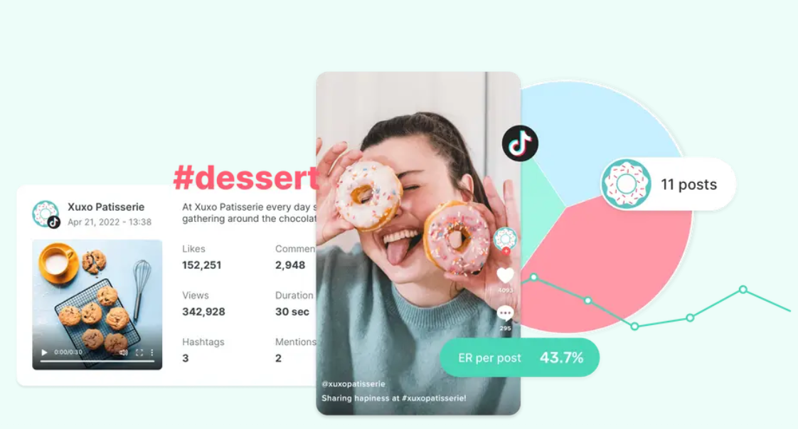 A woman is eating a donut on a screen.