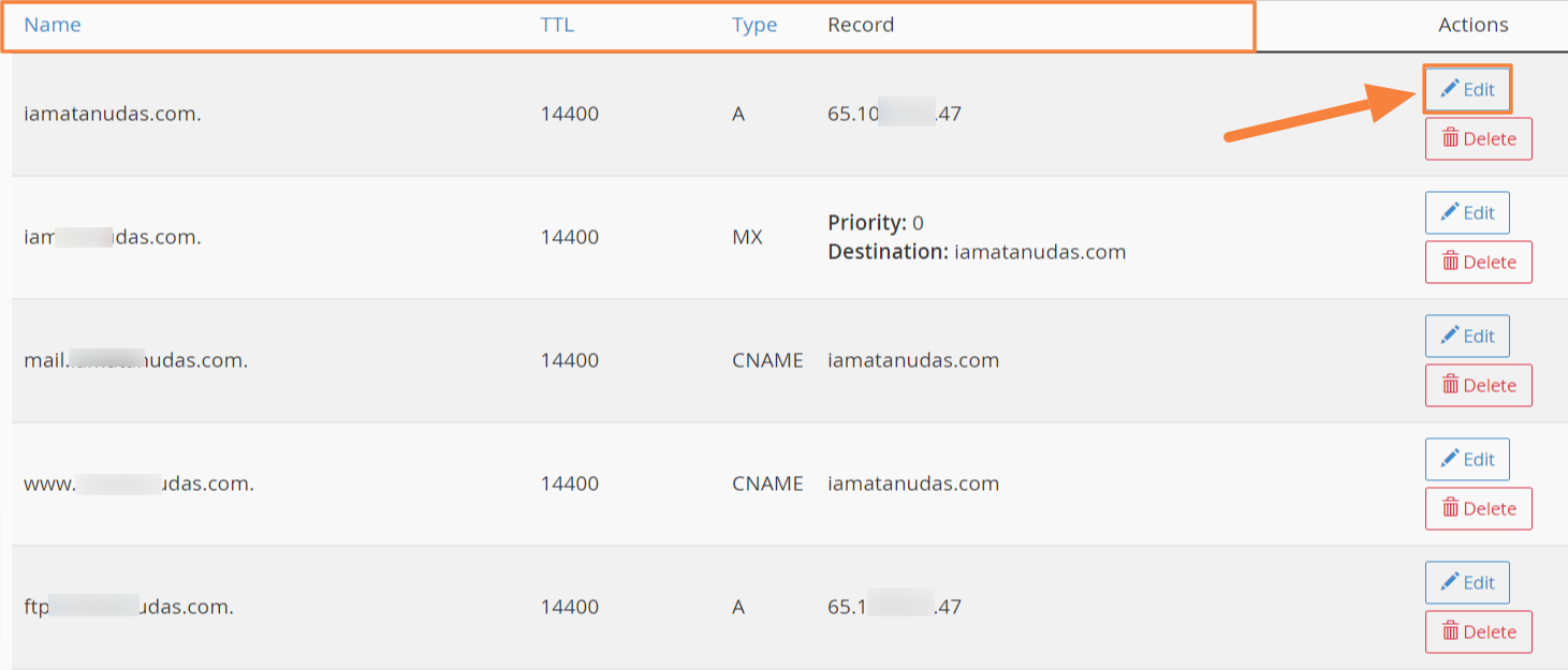 A list of email addresses with an orange arrow pointing to them.