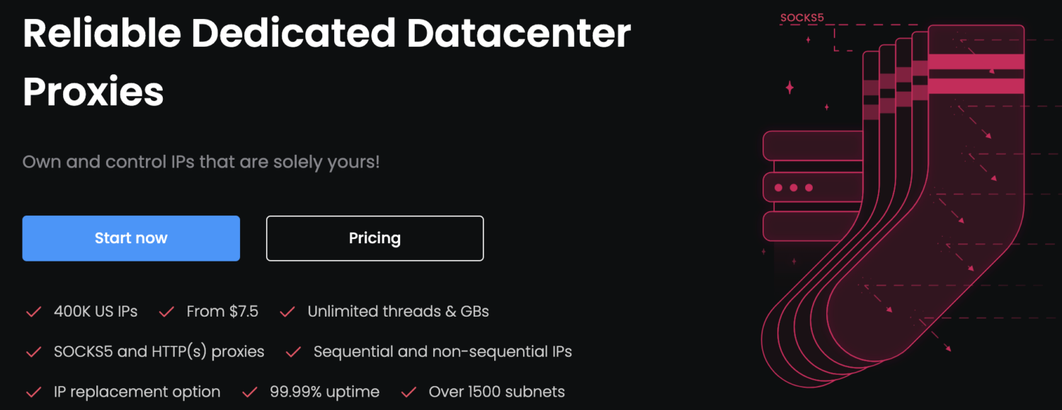 Reliable dedicated datacenter proxies powered by Smart Proxy.
