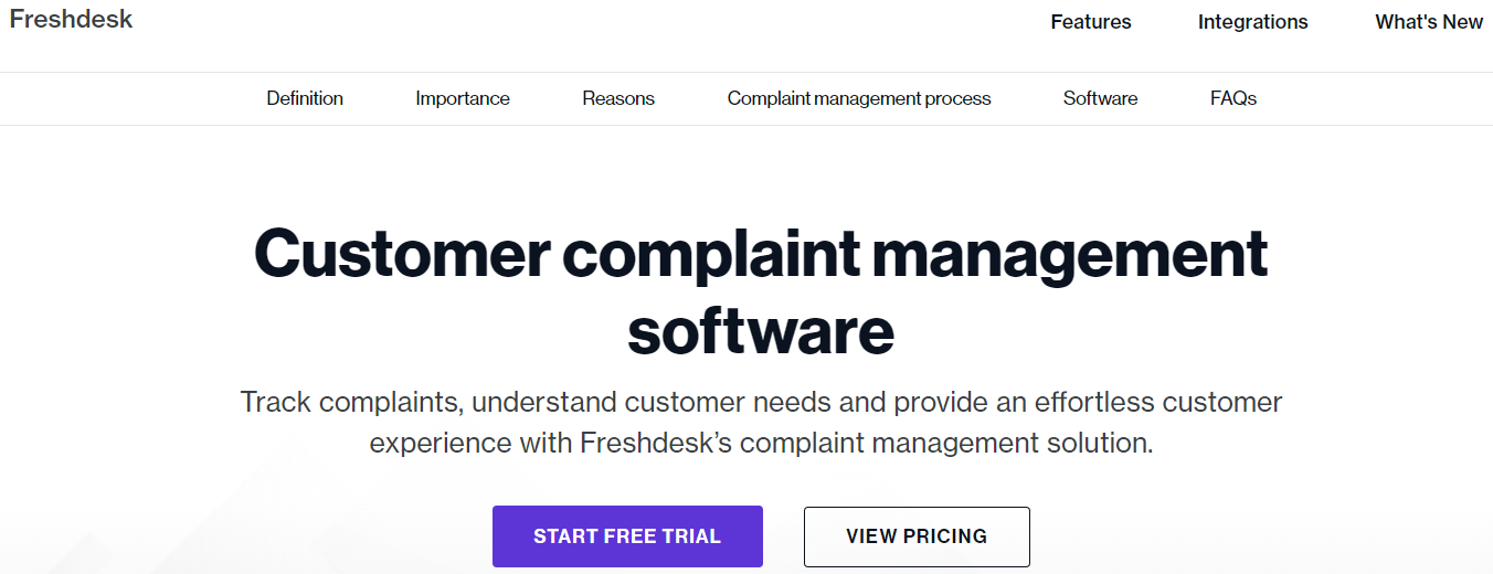 Software for managing customer complaints called Freeshdesk.