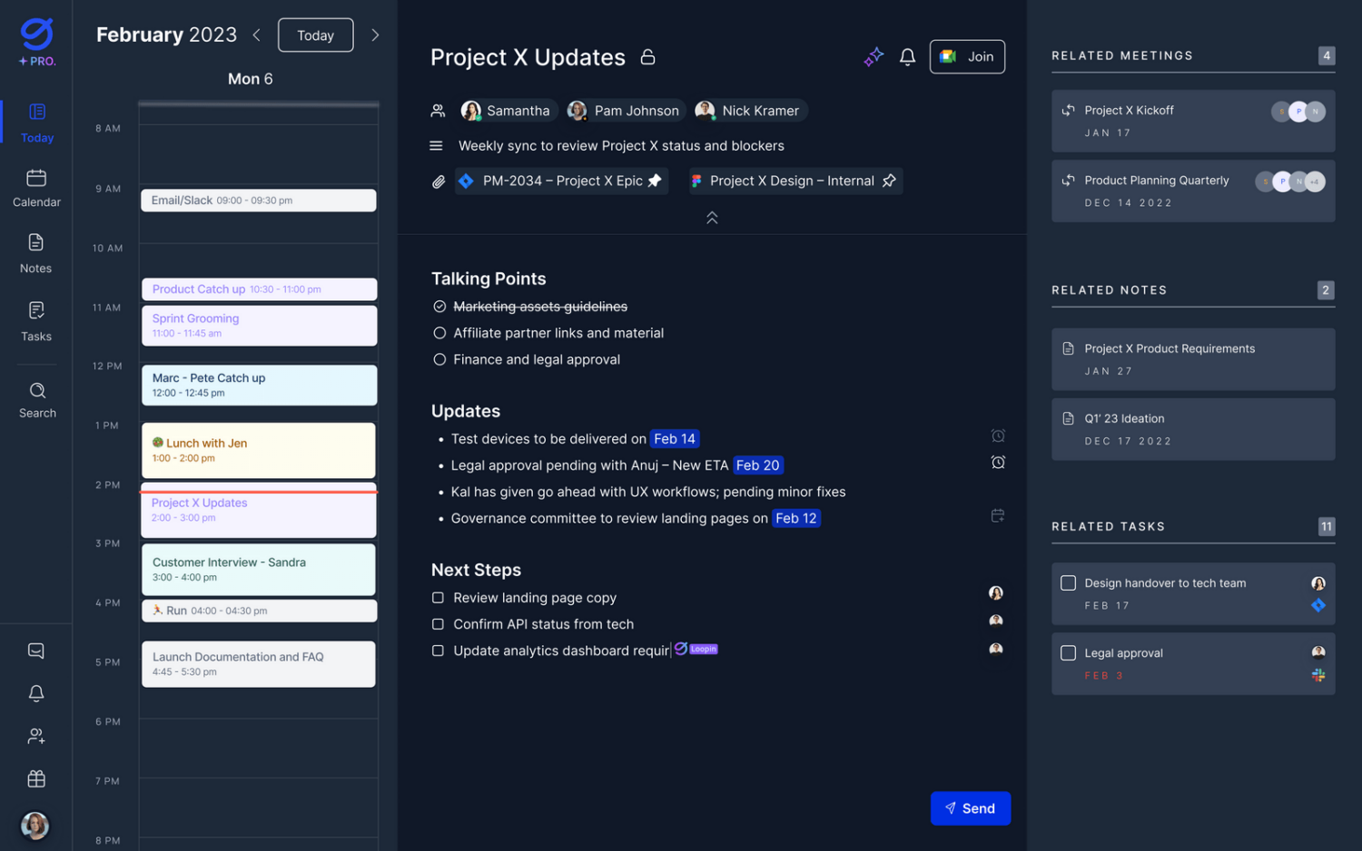 A screenshot of an AI-powered project management app on an iPad.