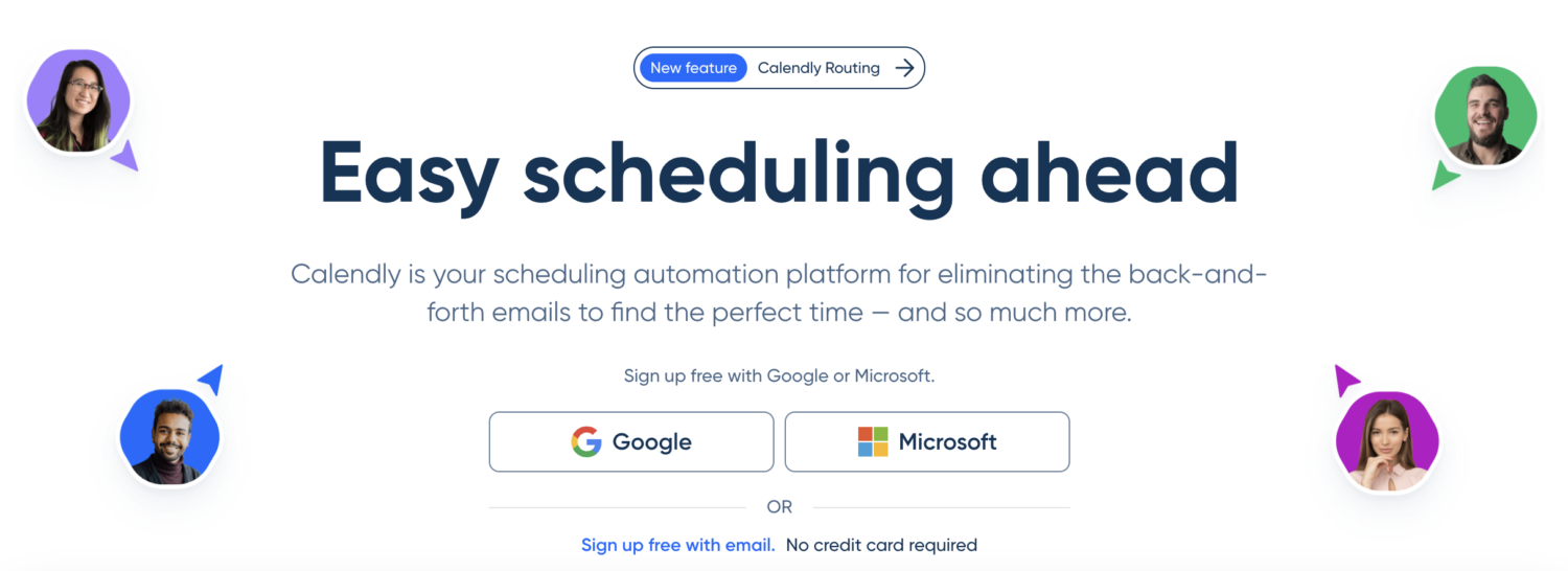 A screen shot of the AI Meeting Assistant's easy scheduling ahead landing page.