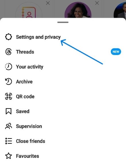 click on settings and privacy